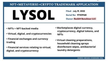 Lysol files NFT trademark application